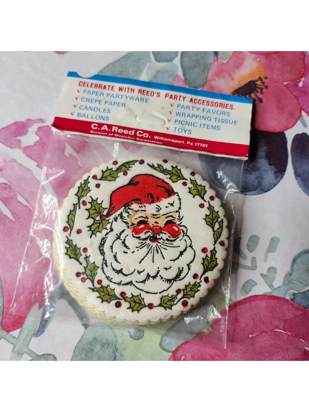 Vintage C.A. Reed Santa Christmas Coasters 10 Pack NOS Cellulose